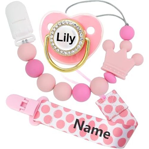 3PCS Custom Name Pacifier Personalized Pacifier Set for Newborn Boys Girls