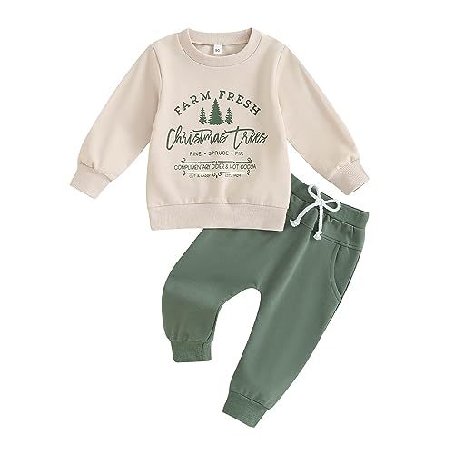 TheFound Christmas Baby Boy Girl Outfit Xmas Fall Winter Pullover Sweatshirt Warm Pant Newborn Toddler Baby Christmas Clothes