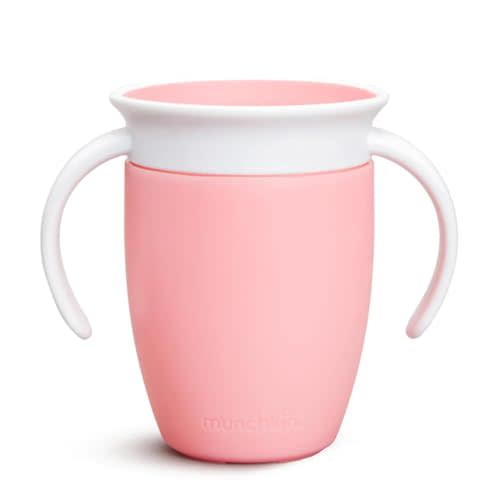 Munchkin Miracle 360 Cups for Toddlers sippy cups, toddler cups spill proof with Dentist Recommended Spoutless Design, BPA-Free Kids Cups, Easy to Clean, 7 oz, (Rose)