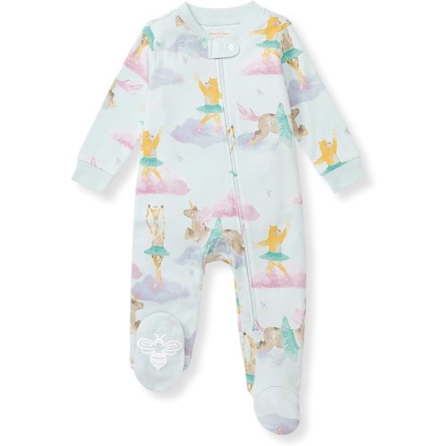 Burt's Bees Baby Girls' Organic Cotton Sleep and Play Footed Pajamas, One-piece Zip Front Romper, Baby Essentials