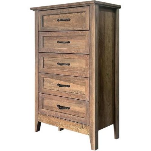 Chest of Dresser, Wood Vintage Dresser 5 Drawer, Tall Dressers for Closet, Dressers for Storage Organizer, for Closet Living Room, Kids Bedroom