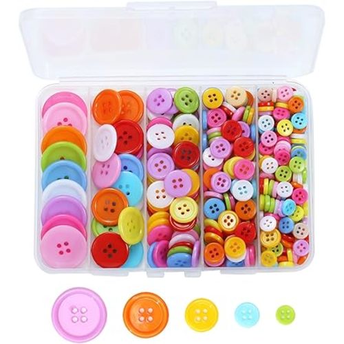 (320 pcs) Set of Buttons — 5 sizes, colorful (9-25mm)