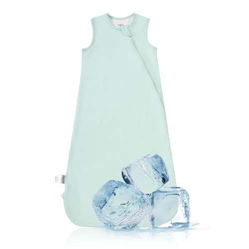 BubblePanda Cooling Summer Sleep Sack 0.5 Tog 6-12 Months Q-Max 0.3 Soft Lightweight Sleep Sack Transition Baby Wearable Blanket Baby Cooling Blanket for Hot Sleeper Night Sweats 2-Way Zipper