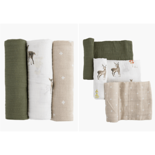 3-Pack Cotton Muslin Swaddle Blankets