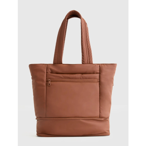 Water Repellent Puff Expandable Tote in Terracotta
