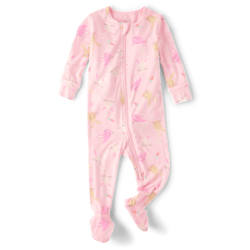 Baby And Toddler Girls Matching Family Easter Footed One Piece Pajamas - Super Soft - Pink