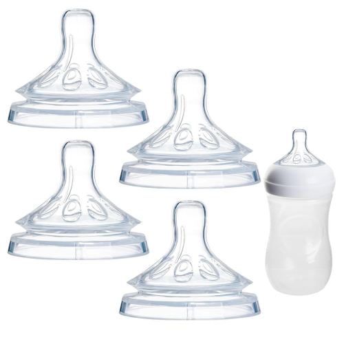 4 Pack Replacement Silicone Nipples Compatible with Philips Avent Natural Response Baby Bottle, Replacement Soft Spout for Sippy Cup, Easy Transition from Bottle to Cup (Flow 1, Newborn Flow)