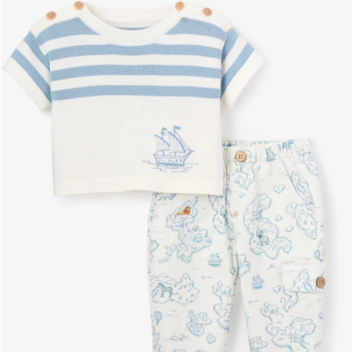 Stripe Nautical Knit Tee + Explorer Print Cargo Pants (12-18M)