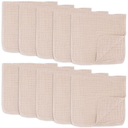 Comfy Cubs Muslin Burp Cloths Large 100% Cotton Hand Washcloths for Babies, Baby Essentials 6 Layers Extra Absorbent and Soft Boys & Girls Baby Rags for Newborn Registry (Blush 10-Pack, 20" X10")