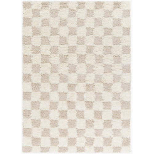 Latitude Run® Atiran Checkered Shag Beige Area Rug | Wayfair