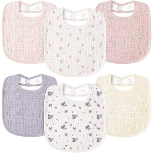 Susurration Muslin Baby Drool Bibs 6Pack Soft Square Adjustable Baby Bandana Bibs for Unisex Girls & Boys