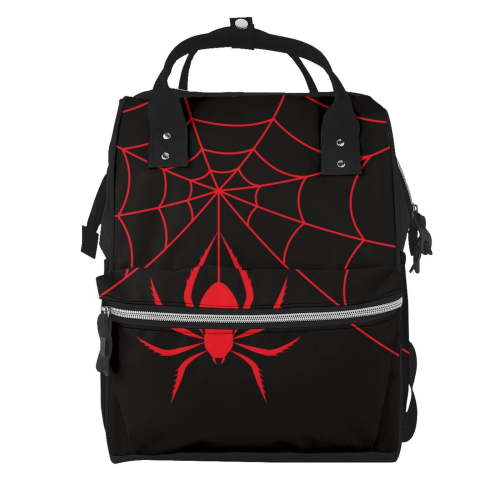 Fuzoiu Red Spider Print Diaper Bag Backpack,Baby Essentials Travel Tote,Multi function Waterproof Diaper Bag, Travel Essentials Baby Bag - Unisex
