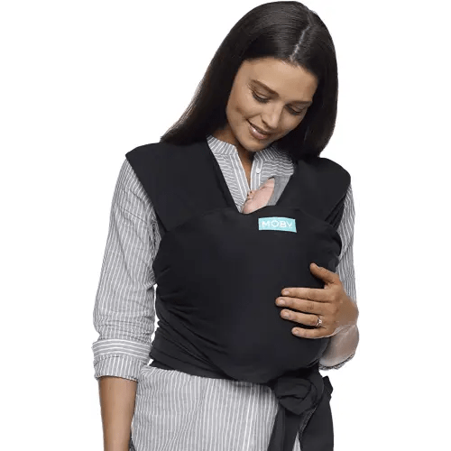 Moby Baby Wrap Carrier Classic for Newborns to Toddlers (8-33lbs), Infant Sling Carrier, Lightweight & Hands Free Design, Adjustable for All Body Types (Black)
