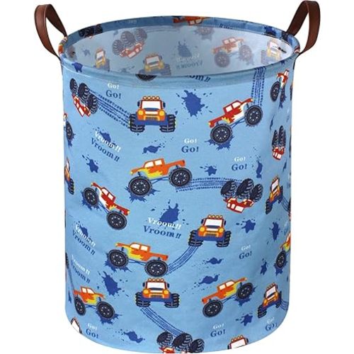 Kids Boys Hamper, Kids Laundry Basket Collapsible Monster Truck Storage Baskets for Boy Room Decor,Office,Toy Organizer,Gift Hamper(Monster trucks) …