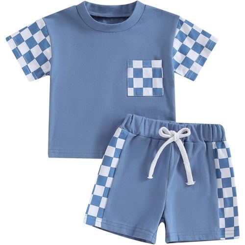 Infant Baby Boy Summer Clothes Contrast Color Short Sleeve T Shirts Stretch Rolled Shorts Cute Newborn Toddler Outfits