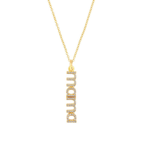 Tiny Tags Gold Pavé Vertical Mama Necklace