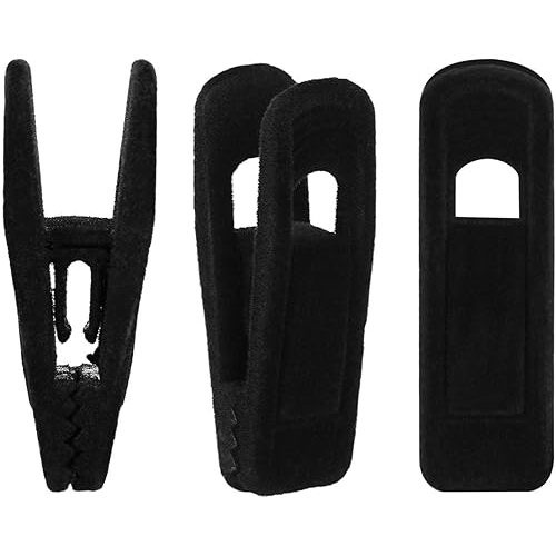 Tinfol Velvet Hanger Clips, 24 Pack Black Pants Hangers Clips, Large Opening Clothes Pin, Strong Finger Flocked Clip Perfect for Use with Slim-line Clothes Velvet Hanger