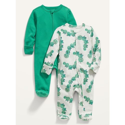 Unisex Sleep & Play 1-Way-Zip Footed One-Piece 2-Pack for Baby