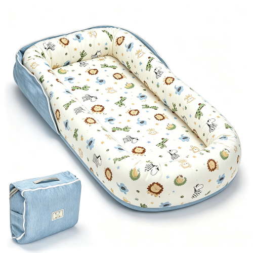 Tiktiger Baby Lounger for Newborn, Portable Infant Lounger for 0-12 Months Newborn, Animal World Blue