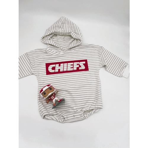 Chiefs Baby Hoodie Romper | Game Day Baby Outfit | Toddler Sweatshirt Bodysuit | Baby Boy Football Clothing | Kansas Baby Gift