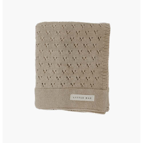 Toffee Pointelle Knit Blanket