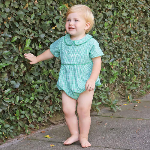 Gingham Collared Bubble Green
