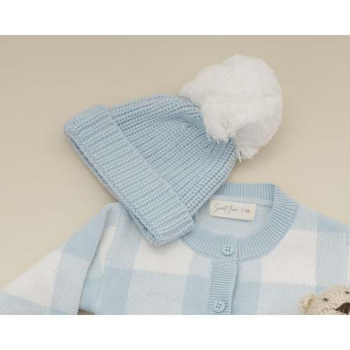 Cuff Knit Pom Pom Beanie in Baby Blue – Sweet June