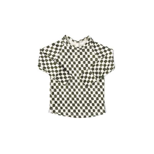 rib knit long sleeve tee - painted checkerboard