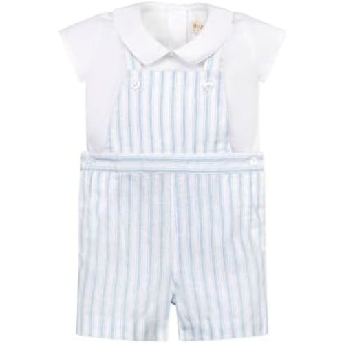 Hope & Henry Layette Baby Boy Woven Bodysuit and Overall 2-Piece Set