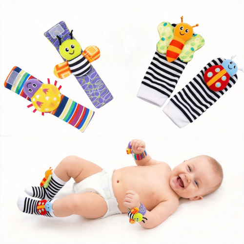 TAETOE Baby Wrist Rattle Socks and Foot Finder Set, Perfect Baby Toys for 0-12 Months Newborn Boys and Girls As Shower Gifts, Garden Bug Series