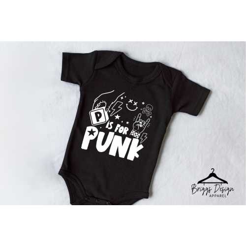P is for Punk Baby Onesie: Emo Alternative Infant Outfit