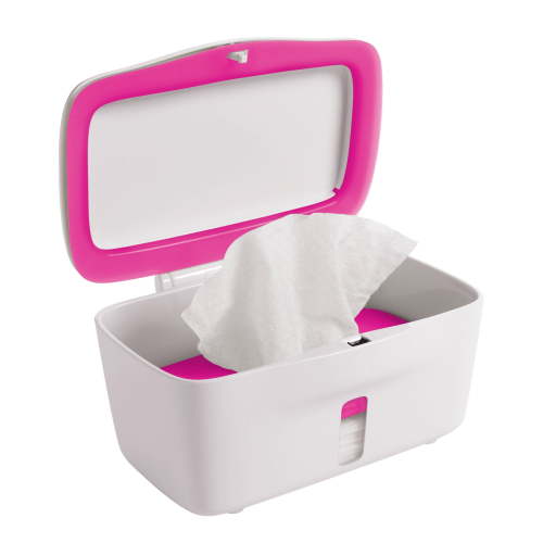 OXO Wipes Dispenser Pink Portable Plastic Container for Baby Wipes Moisture Lock