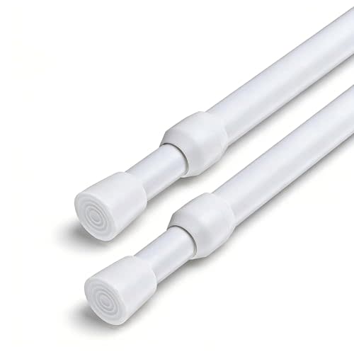 2 Pack Spring Tension Curtain Rod Adjustable 28-43 Inches,5/8" Diameter, White