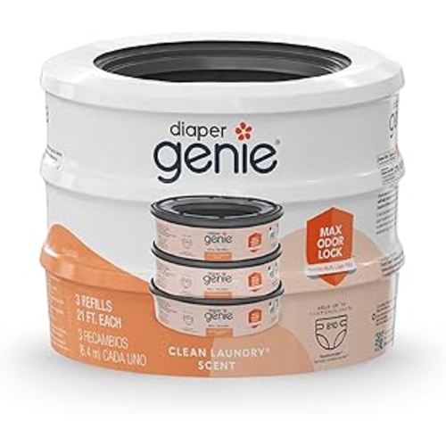 Diaper Genie Bags Refills 270 Count (Pack of 3) Clean Laundry Scent | Diaper Pail Refills with Max Odor Lock | Holds up to 810 Newborn Diapers