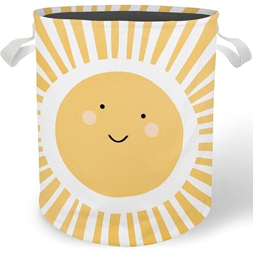 Boho Sun Nursery Laundry Basket Hamper, Toybox for Girls Boys, Boho Smile Sunshine Waterproof Collapsible Storage Bin Organizer for Bedroom Bathroom Kids Room Dorm Clothes Toys Books
