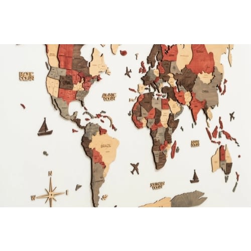 3D Wooden World Map Fusion ‣ Enjoy The Wood ‣ Order Now