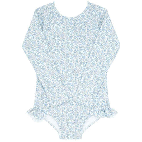GIRLS SLATE FLORAL RASHGUARD ONE PIECE