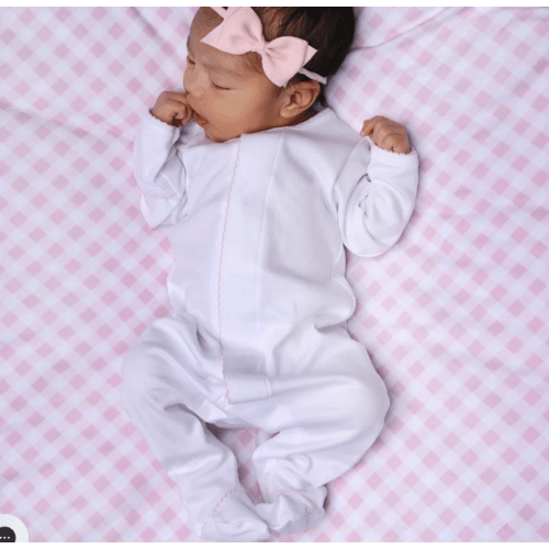 Essentials White with Pink Trim Footie
