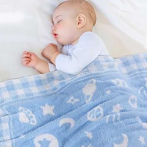 Blue Planet Baby Blanket – Knitted Space-Themed Throw for Baby Boys, Galaxy Nursery Décor & Newborn Shower Gifts – Soft & Breathable, 30x40 Inch