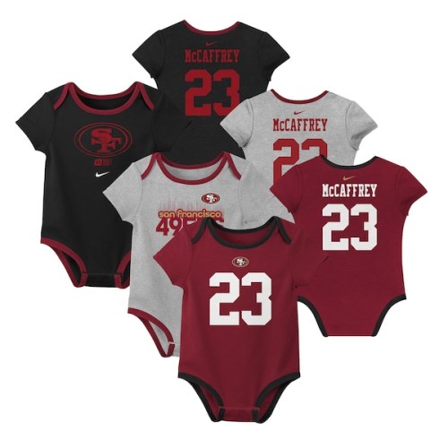 Newborn & Infant San Francisco 49ers Christian McCaffrey Nike Name & Number 3-Pack Bodysuit Set