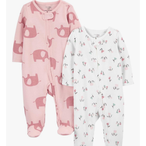Simple Joys by Carter's Baby Girls' 2-way Zip Thermal Footed Sleep and Play, Pack of 2