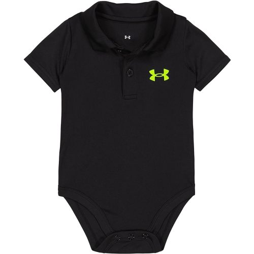 Under Armour Baby Boys' Bodysuit Logo Polo, Short and Long Sleeve, Black, 6/9M