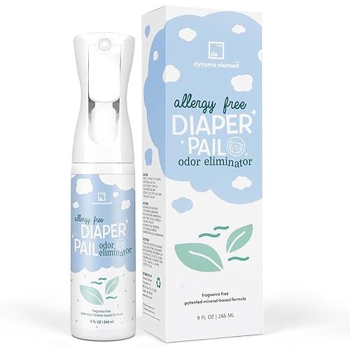 Diaper Pail Odor Eliminator Spray – Unscented Mineral-Based Spray for Odors in Diaper Pails and Baby Changing Areas – 9 Fl Oz