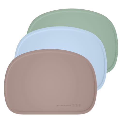 Cuddle Campus Set of 3 Silicone Placemats with Raised Edges for Kids,Toddlers,Babies, Non-Slip Dinning Table Mat, Baby Eating Mat, Food Mat Set-3