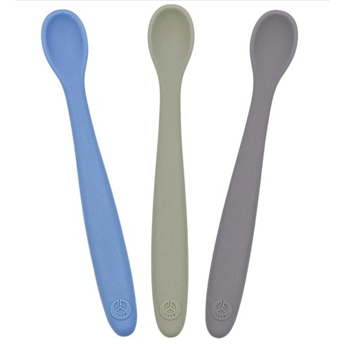 WeeSprout Silicone Baby Spoons - First Stage Infant Feeding Utensils With Soft-Tip, Bendable Kitchenware for Parent & Self-Feeding, Ultra-Durable, Dishwasher Safe, Travel Case, Set of 3