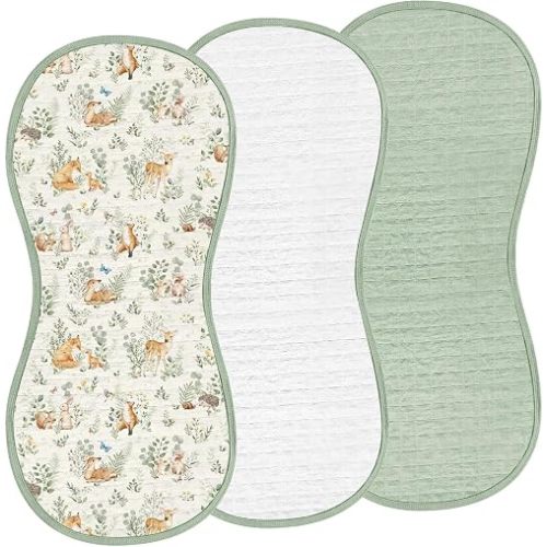 Hahafelt 3 Pcs Changing Pad Liners Compatible with Peanut Changer Waterproof Diaper Mats Organic Cotton Mats are Warm on Baby's Back, Washable Reusable(Woodland,Green)