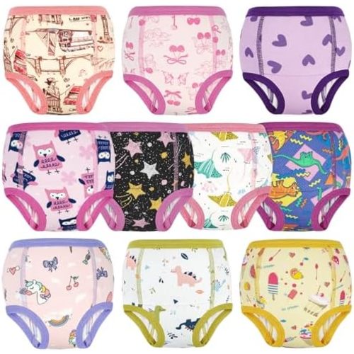 MooMoo Baby Potty Training Underwear Absorbent Toddler Training Pants for Boys and Girls 10 Packs Cotton Pee Pants 2T-9T