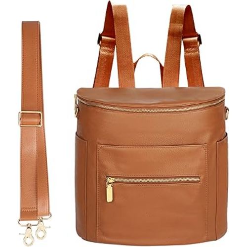 miss fong Small Diaper Bag Mini Diaper Bag, Leather Diaper Bag Backpack Mini Backpack with 14 Pockets Insulated Pockets & Shoulder Strap