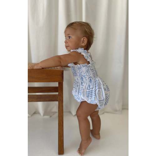 ESME ROMPER - BLUE/WHITE PRINT