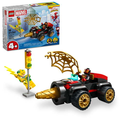 LEGO Marvel Drill Spinner Vehicle, Miles "Spin" Morales Car with 2 Minifigures, Marvel Toy from Disney+ TV Series Spidey and His Amazing Friends, Gift for Kids, Spider-Man Toy for 4-6 Year Olds, 10792